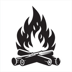 Campfire silhouette on white background
