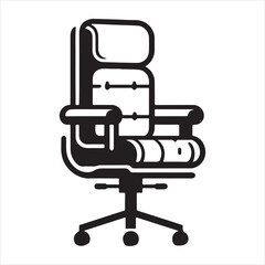 chair icon, office chair vector silhouette on white background
