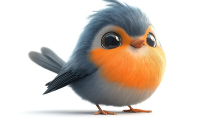Cute little bird Robin isolated on a white background