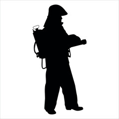 Black Firefighter silhouette Vector illustration