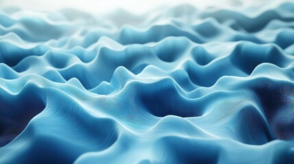 Fototapeta premium Blue abstract waves, digital landscape, background, design.