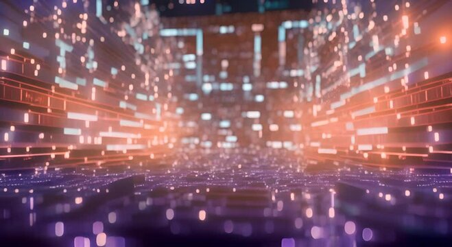 Flow of crystal binary code seamless looping 4K