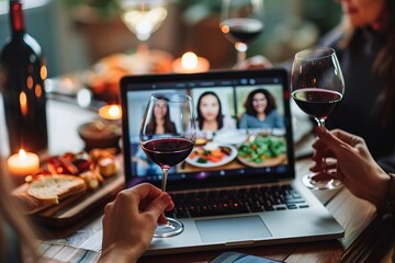 Online virtual wine tasting party