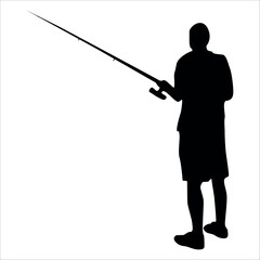fisherman hunting fish vector illustration