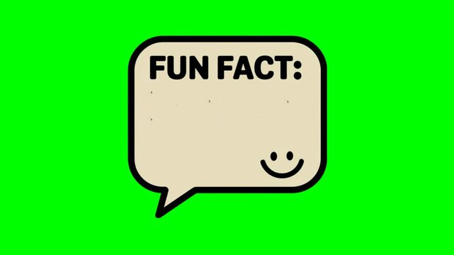 Animated speech bubble with the text "Fun Fact" on a green screen background with copy space for additional texts, perfect for educational or kids entertaining