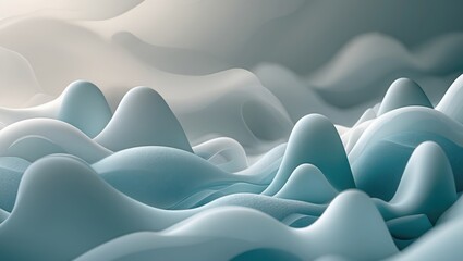 Obraz premium Serene Abstract Landscape with Soft Blue and White Shapes