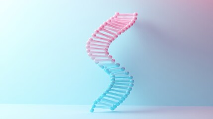 Pink-blue helix ascending studio wall; data visualization