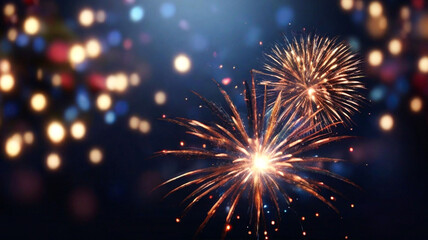 Fototapeta premium Festive Fireworks Night Celebration Lights