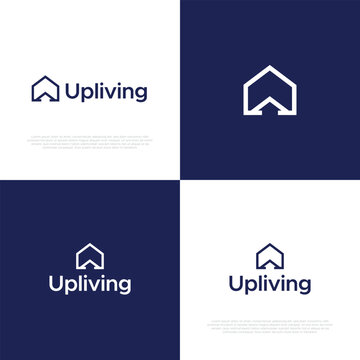 Up living home  logo design vector