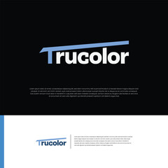 TEXT trucolor Blue and Black Modern Logo Typography Free Vector