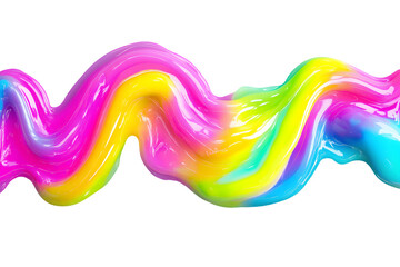 Glossy Slime with Bright Neon Gradients in Retro 90s Aesthetic, Featuring Smooth Waves, Isolated on Transparent Background. Cutout. PNG.
