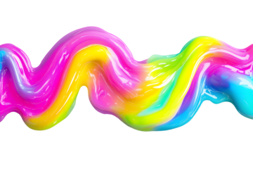 Glossy Slime with Bright Neon Gradients in Retro 90s Aesthetic, Featuring Smooth Waves, Isolated on Transparent Background. Cutout. PNG.