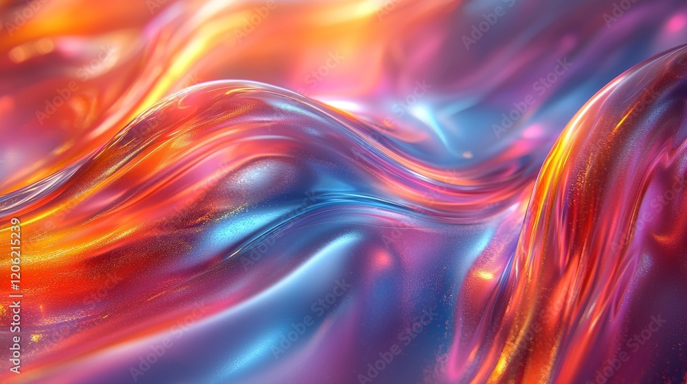 Poster shimmering abstract forms present an enchanting display of colors and reflections within a modern ar