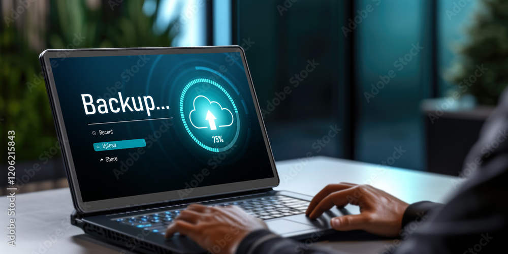 Poster backup storage data internet technology business concept. database storage cloud technology file dat