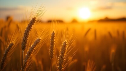 wheat field at sunset