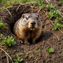 shot of a groundhog burrow entrance