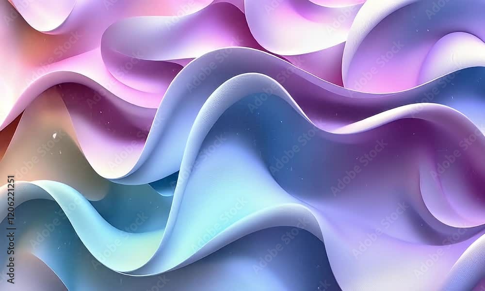 Wall mural abstract waves of soft pastel colors flowing harmoniously, creating a serene and calming background 