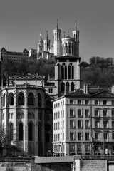 Notre Dame de Fourviere Basilica on Fourviere Hill in Lyon, France
