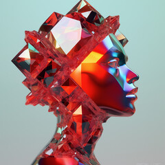 woman face made of gems