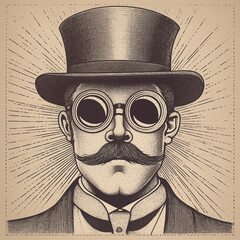 retro illustration of a man with a moustache