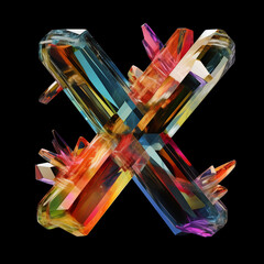 abstract colorful crystal in the shape of an X