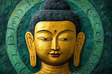 Carved Buddha relief with intricate details