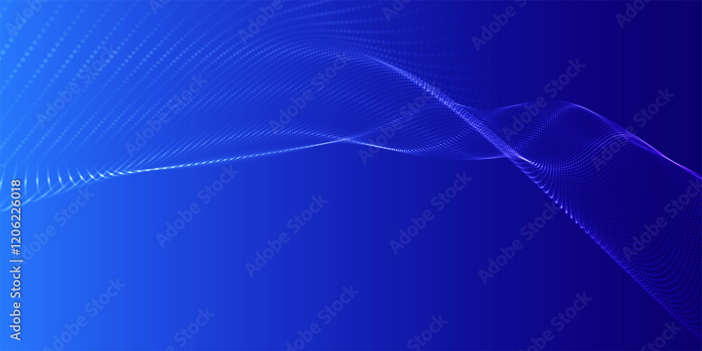 Poster futuristic dot wave. abstract digital particle wave. technology background. colored musical wave. li