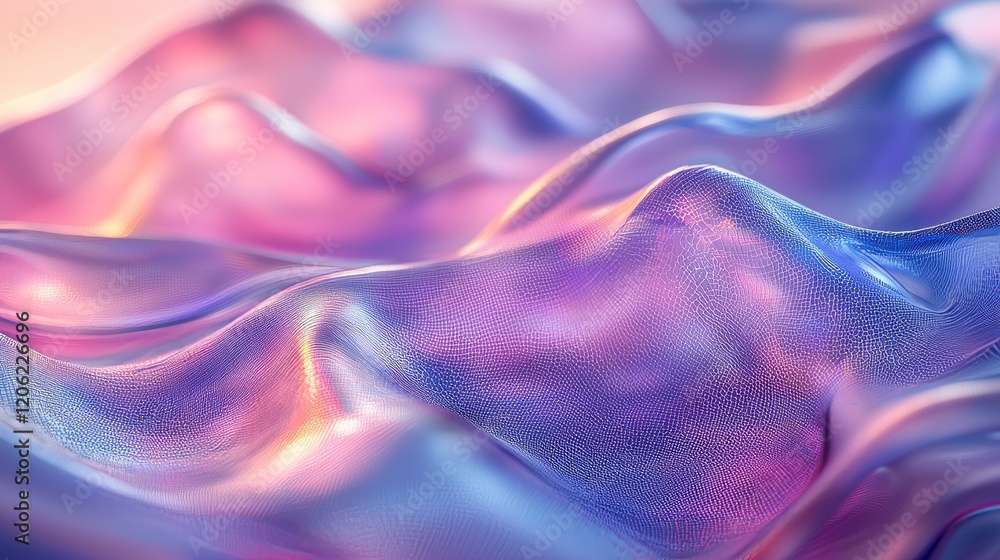 Poster abstract forms, shimmering with light, create an enchanting display of colors and reflections in a m
