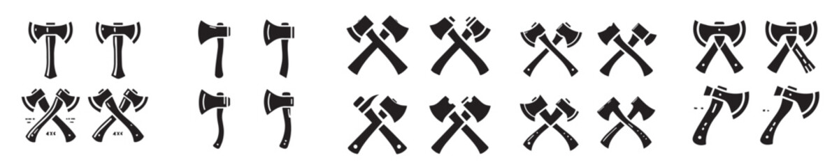 set of ax silhouette vector icons