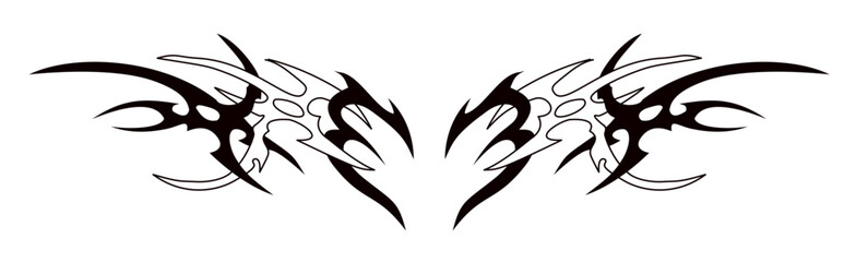 Obraz premium Abstract neo tribal tattoo design , Y2k tribal tattoo design with transparent background.