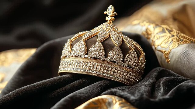 Jewel Encrusted Arabian Headdress on Velvet Fabric