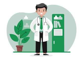 doctor with stethoscope and staff