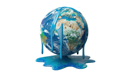 
Melting dripping planet Earth on transparent background
