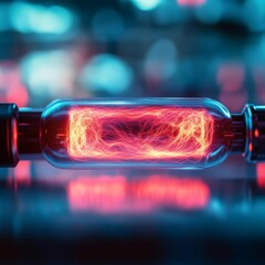 Plasma discharge glowing between ionized conductive rods