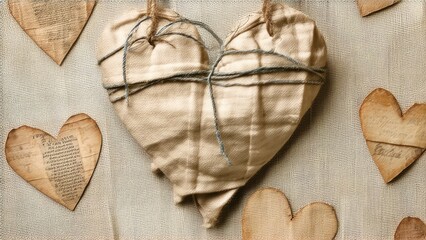 vintage paper hearts background with space for text, valentine's day , wedding, greeting card