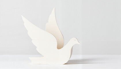 White dove symbolizing peace on minimalistic background, harmony