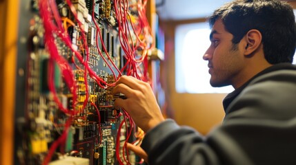 Electrical Engineer Troubleshooting Circuit Board Wiring