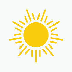 Yellow sun icon , including shining rays, sunset designs, solar energy, and star-inspired illustrations. Perfect for representing warmth, tanning, and bright energy.