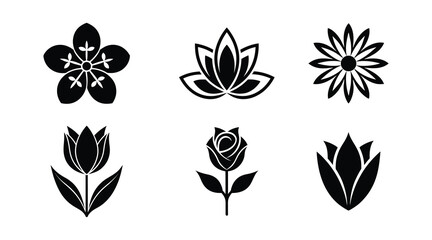 Flower Icon Silhouette Bundle Elegant Floral Silhouettes for Graphics and Design