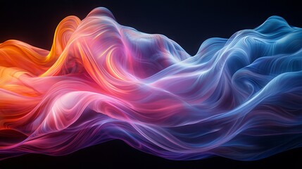 Obraz premium Abstract Fluid Art: An Enchanting Digital Painting of Swirling Pastel Hues on a Black Background