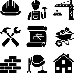 Creative modern minimal construction icon sheet