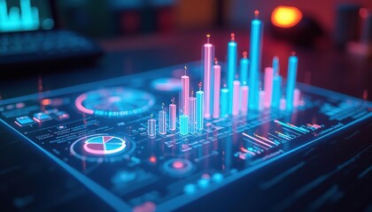 Futuristic Digital Interface Showing Data Visualization