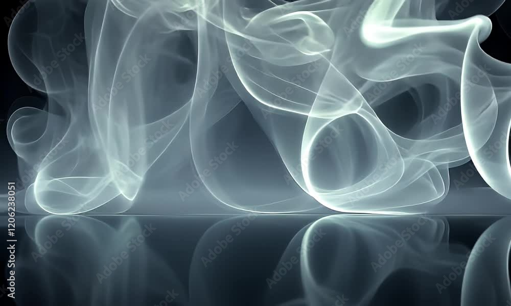 Wall mural ethereal wisps of smoke gracefully intertwine against a dark backdrop, creating a serene and mystica