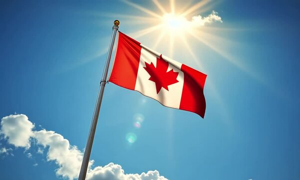 Canada national flag HD video. Canada flag on flagpole footage