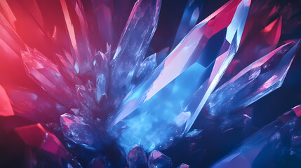 Magical crystal cave with blue and red ethereal glow. Ethereal Cave. Illustration