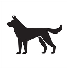 Dog Silhouette Poster a black silhouette of a dog in a standing