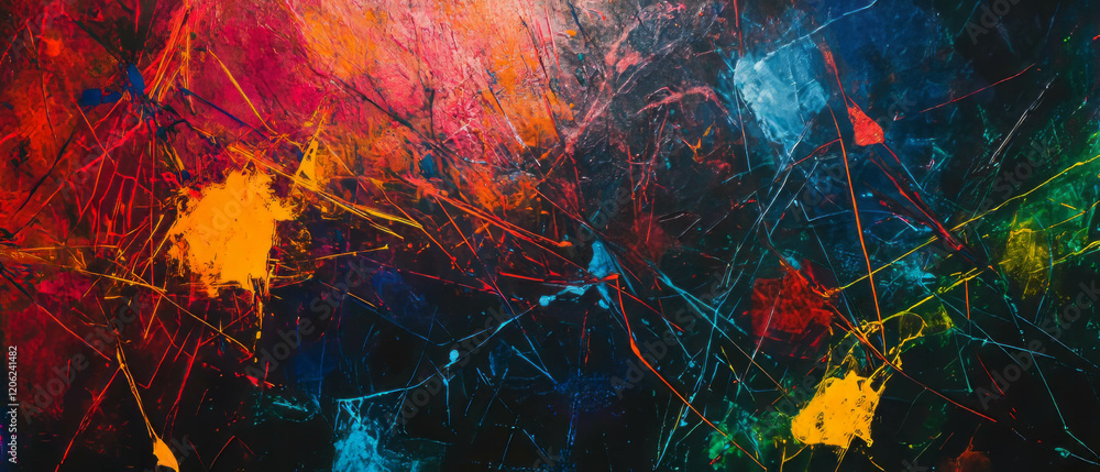 Poster vibrant abstract background with dynamic lines and energetic colors in a creative composition
