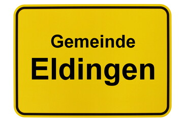 Illustration eines Ortsschildes der Gemeinde Eldingen in Niedersachsen
