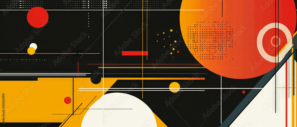Poster Vibrant geometric patterns and intersecting lines create a modern abstract background design