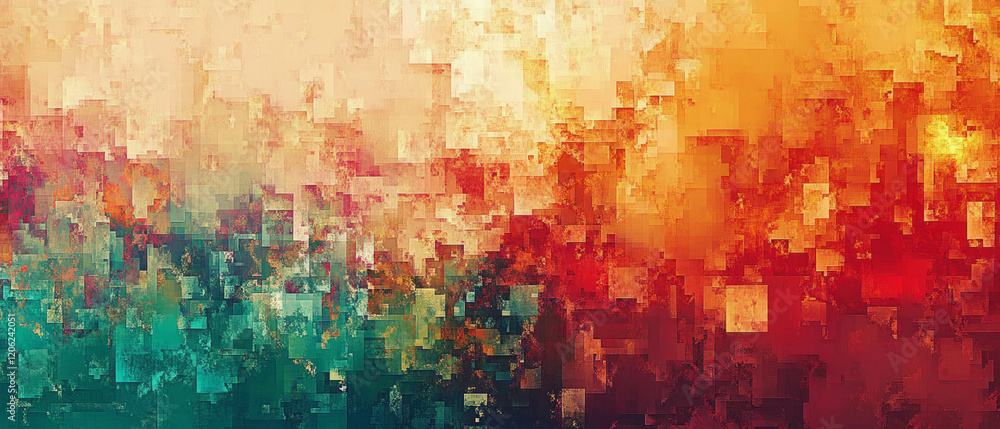 Poster vibrant pixelated patterns create an engaging abstract digital texture canvas